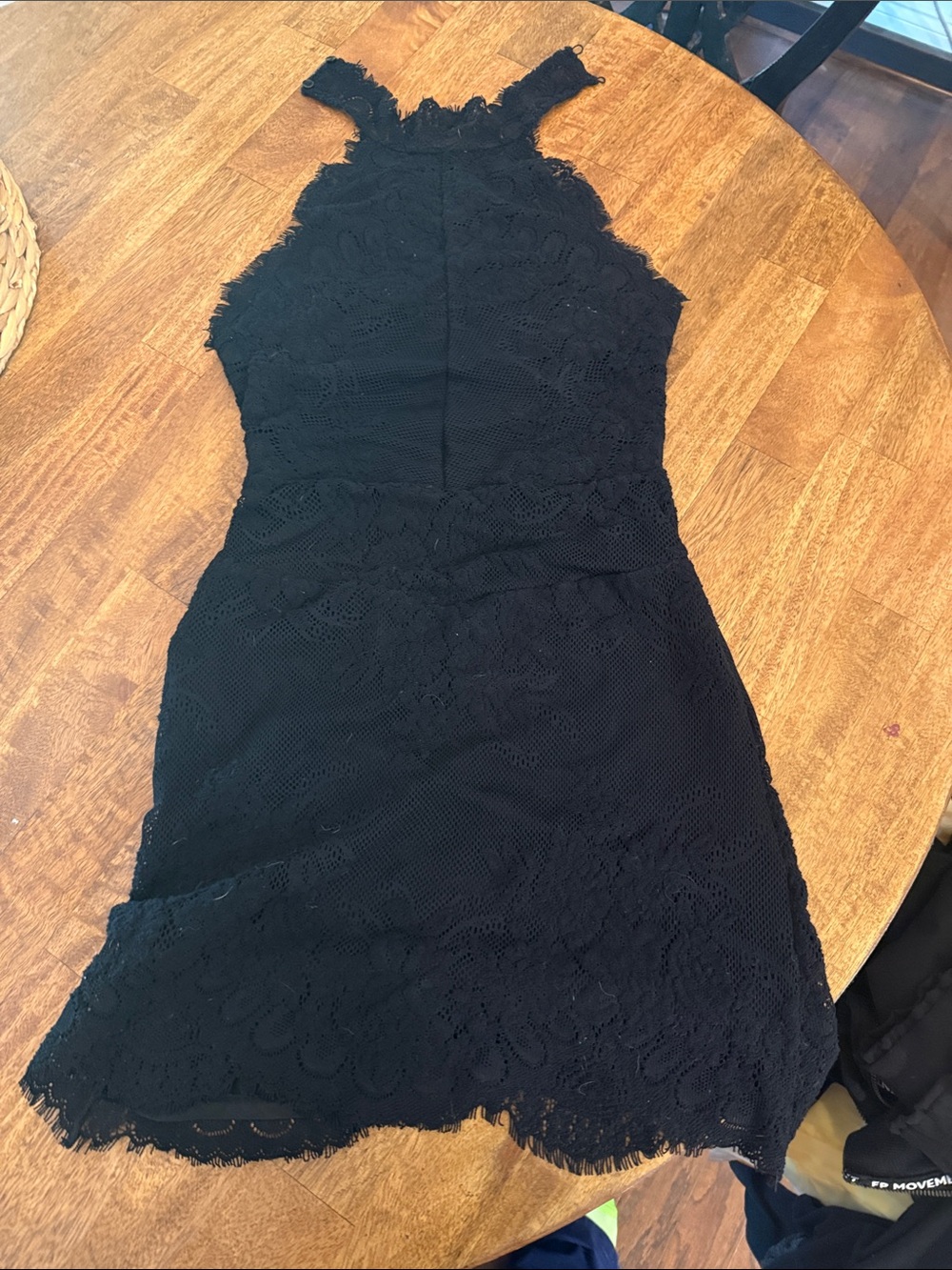 Free People Black Lace Halter Mini Dress